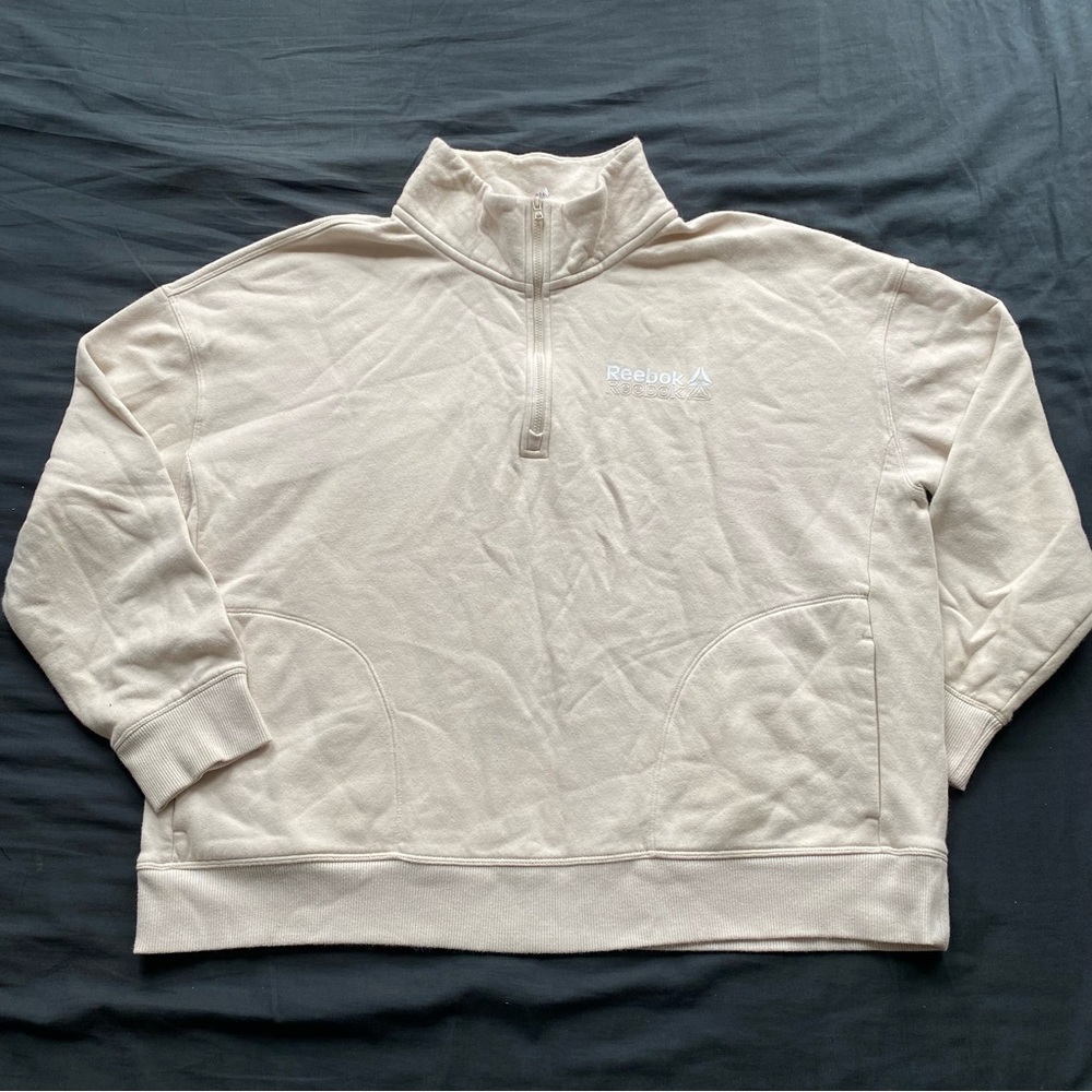 Reebok Cream Quarter-Zip Pullover Sweatshirt